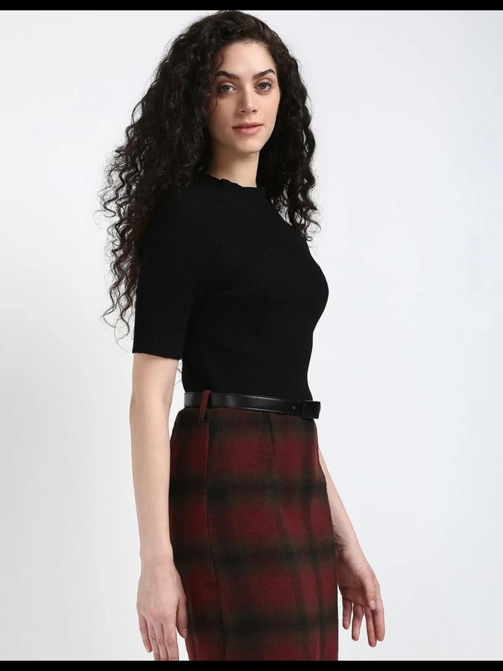 Calvin Klein Black Ribbed Slim Short Sleeve Top